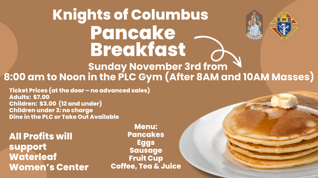 Knights of Columbus Pancake Breakfast 11/3