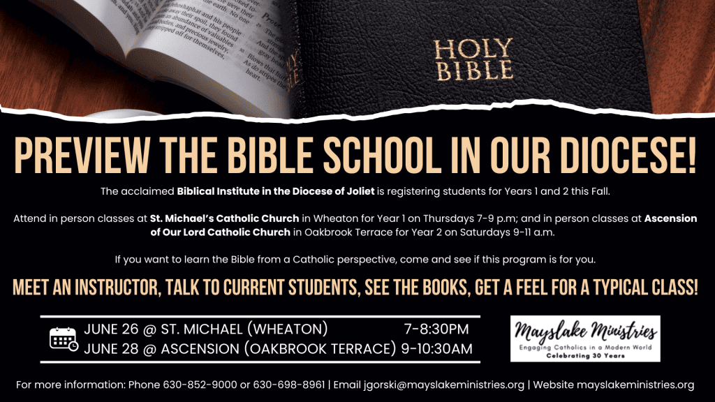 Preview the Bible School in Our Diocese – 6/26 or 6/28