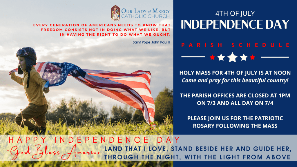 Fourth of July Schedule 7/3 & 7/4