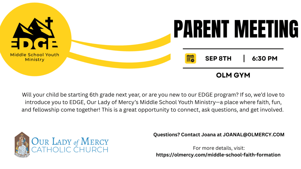 EDGE Parent Info Meeting – 9/8