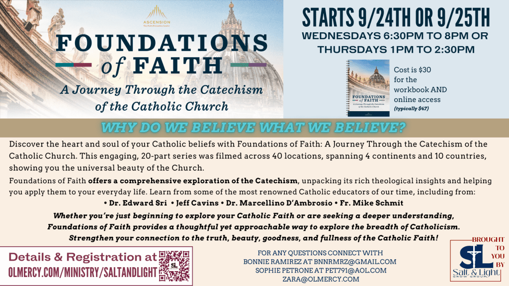 Foundations of Faith: A Journey Through the Catechism of the Catholic Church – Starts 9/24 or 9/25