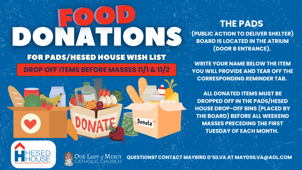 PADS/Hesed House Drop Off – 11/1 & 11/2