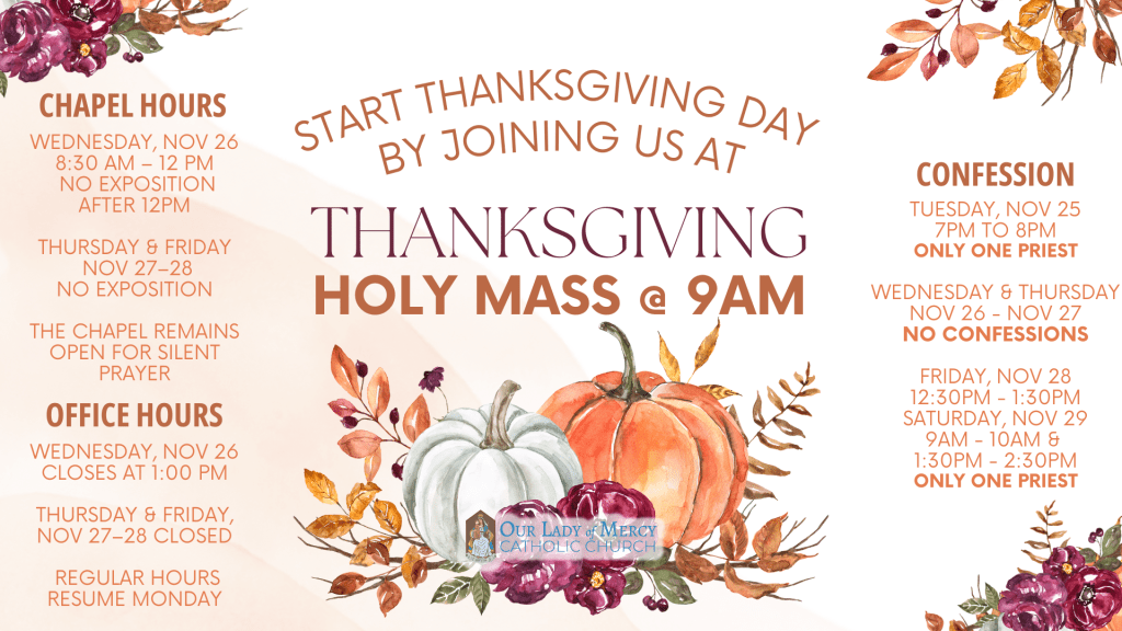 Thanksgiving Week Parish Hours