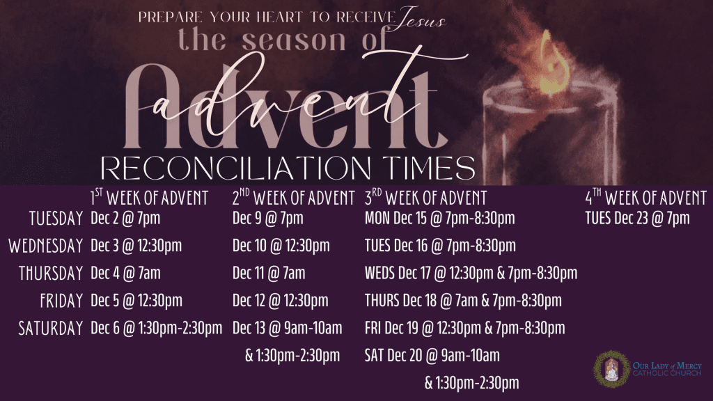 Additional Confession Times 12/15 through 12/19